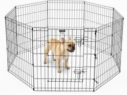 Pet Adobe 8-Panel Folding Metal Dog & Cat Playpen & Door, Black, Large