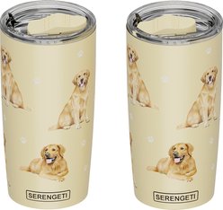 E&S PETS Golden Retriever Lovers Insulated Stainless Steel Travel Mug, 20-oz, Yellow