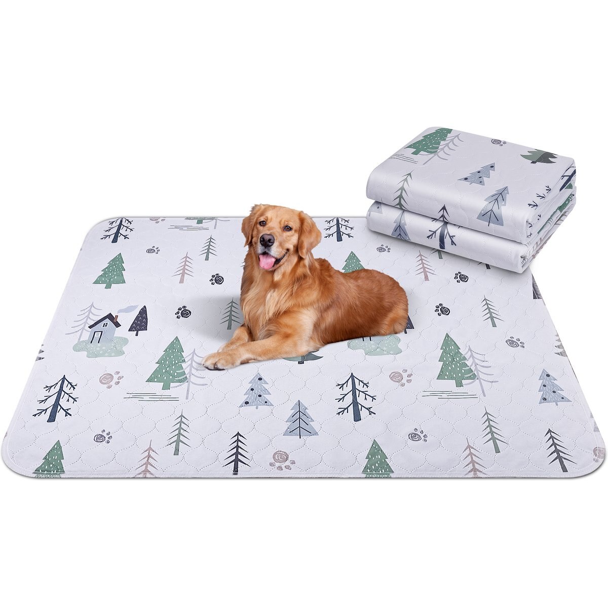 UPSKY Washable Super Absorbent Waterproof Leakproof Anti-Slip Dog Pee Pads, 2 count, White, 18 × 24-in