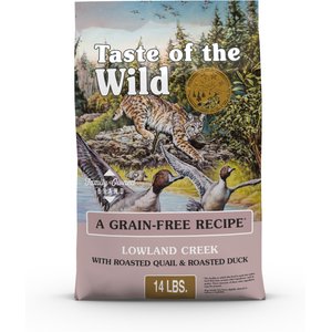 Taste of the Wild Lowland Creek Roasted Quail & Roasted Duck Grain-Free Dry Cat Food, 14-lb bag