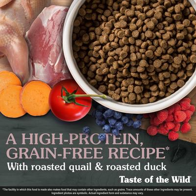 Show full view: Taste of the Wild Lowland Creek Roasted Quail & Roasted Duck Grain-Free Dry Cat Food, 5-lb bag slide 5 of 10
