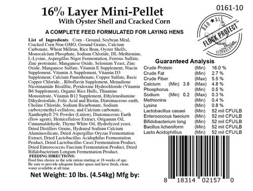 Show full view: Bar ALE 16% Protein Layer Mini-Pellet Cracked Corn & Oyster Shell Chicken Feed, 10-lb bag slide 3 of 5