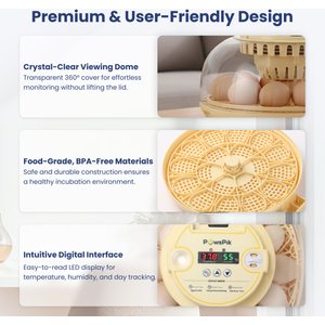 PawsPik Automatic 18 Egg Smart Incubator, Medium