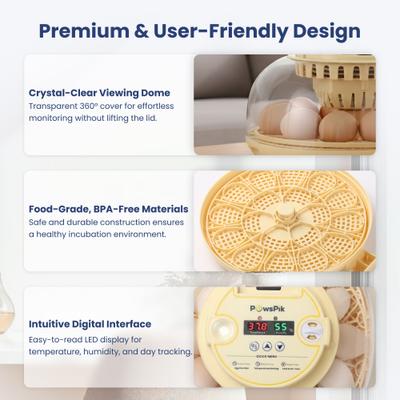 Show full view: PawsPik Automatic 18 Egg Smart Incubator, Medium slide 4 of 9