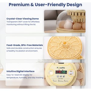 PawsPik Automatic 12 Egg Smart Incubator, Small