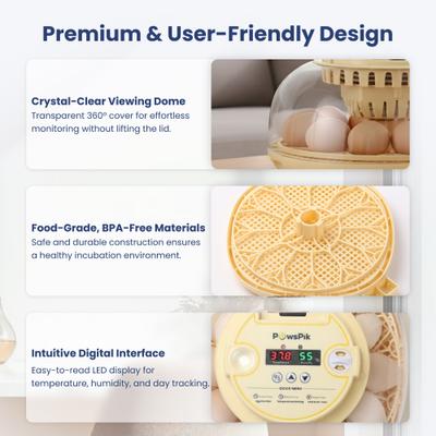 Show full view: PawsPik Automatic 12 Egg Smart Incubator, Small slide 4 of 9