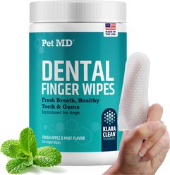 Pet MD Dental Finger Dog Dental Care Wipes, 50 count