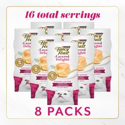 Fancy Feast Layered Delights Chicken Mousse Topped with Flaked Salmon Lickable Cat Treats, 8 count slide 2 of 8