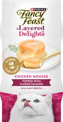 Fancy Feast Layered Delights Chicken Mousse Topped with Flaked Salmon Lickable Cat Treats, 8 count