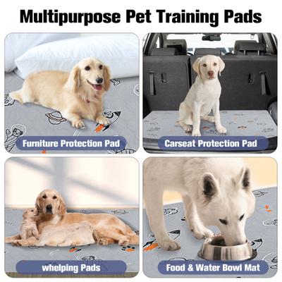 Show full view: UPSKY Washable Super Absorbent Waterproof Leakproof Potty Training Space Themed Dog Pee Pads, Grey, 2 count, 18 x 24-in slide 4 of 8