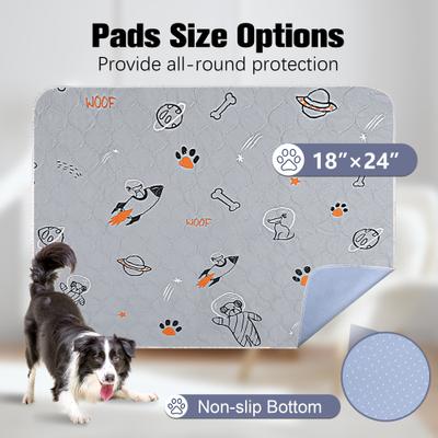 Show full view: UPSKY Washable Super Absorbent Waterproof Leakproof Potty Training Space Themed Dog Pee Pads, Grey, 2 count, 18 x 24-in slide 3 of 8