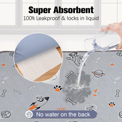 Show full view: UPSKY Washable Super Absorbent Waterproof Leakproof Potty Training Space Themed Dog Pee Pads, Grey, 2 count, 36 x 41-in slide 6 of 7
