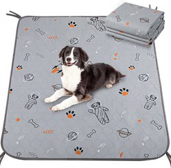 UPSKY Washable Super Absorbent Waterproof Leakproof Potty Training Space Themed Dog Pee Pads, Grey, 2 count, 36 x 41-in