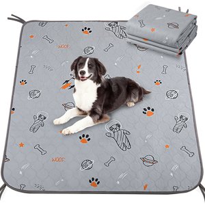 UPSKY Washable Super Absorbent Waterproof Leakproof Potty Training Space Themed Dog Pee Pads, Grey, 2 count, 36 x 41-in