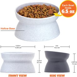 Kitty City Raised Cat Bowls, 2 count, White/Grey, Small: 6.5-oz slide 2 of 8