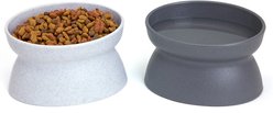Kitty City Raised Cat Bowls, 2 count, White/Grey, Small: 6.5-oz