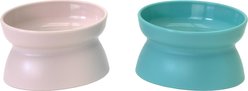 Kitty City Raised Cat Bowls, 2 count, Pink/Teal Blue, Small: 6.5-oz