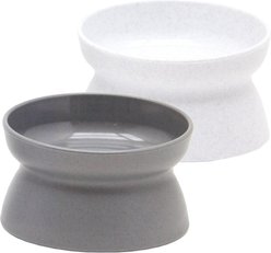 Kitty City Raised Cat Bowls, 2 count, White/Grey, Large: 10-oz