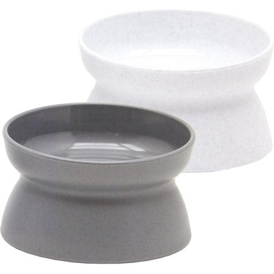Kitty City Kitty City Raised Cat Bowls, 2 count, White/Grey, Large: 10-oz