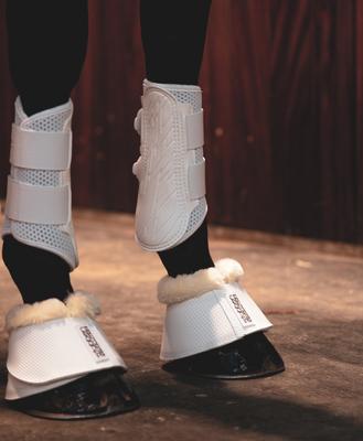 Show full view: Stubben Gravity Overreach Fleece Lined Horse Boots, White, X-Large slide 3 of 4
