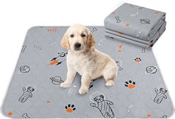 UPSKY Washable Super Absorbent Waterproof Leakproof Potty Training Space Themed Dog Pee Pads, Grey, 2 count, 18 x 24-in