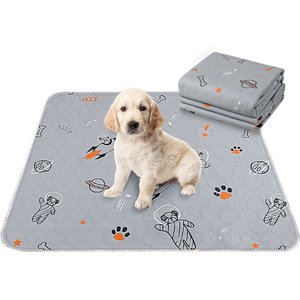 UPSKY Washable Super Absorbent Waterproof Leakproof Potty Training Space Themed Dog Pee Pads, Grey, 2 count, 18 x 24-in