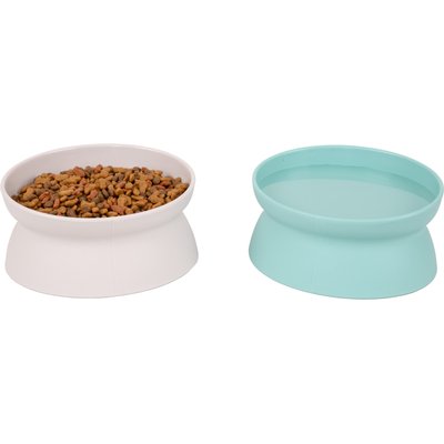 Kitty City Kitty City Raised Cat Bowls, 2 count, Pink/Teal Blue, Large: 10-oz