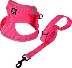 Bella & Pal OxyMesh Velcro Step-in Harness & Leash Set, Hot Pink, Medium
