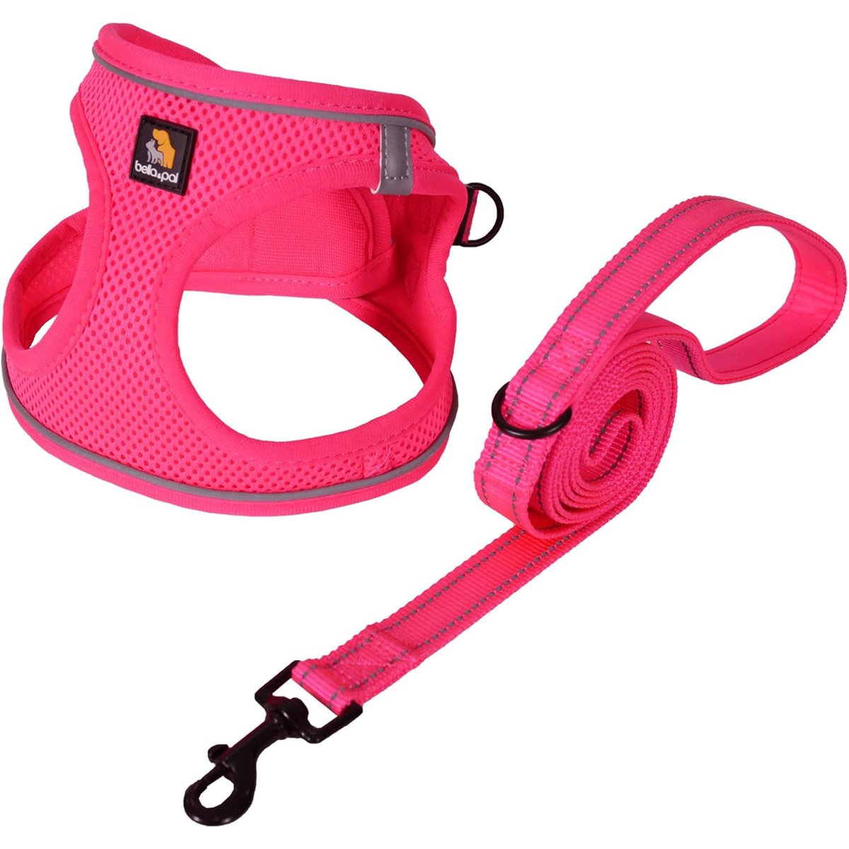 Bella & Pal OxyMesh Velcro Step-in Harness & Leash Set, Hot Pink, Large
