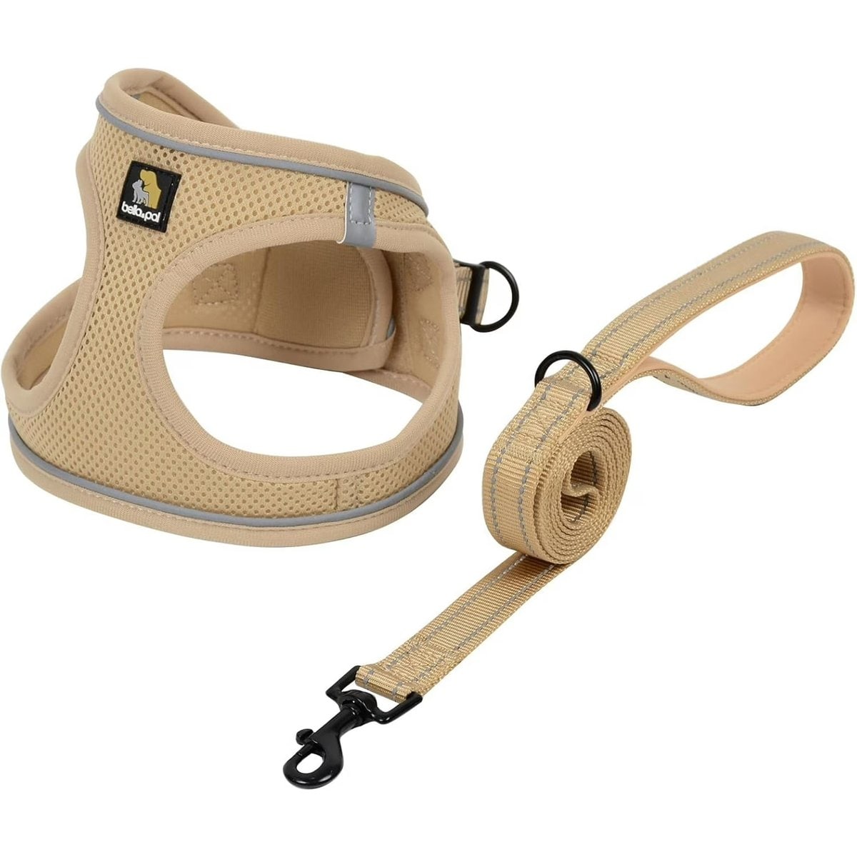 Bella & Pal OxyMesh Velcro Step-in Harness & Leash Set, Khaki, Large