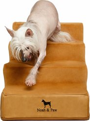 Noah & Paw Machine Washable Faux Leather 4 Step Dog Stairs, Camel