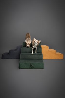 Show full view: Noah & Paw Machine Washable Faux Leather 4 Step Dog Stairs, Dark Green slide 8 of 10