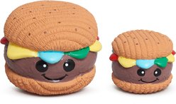HuggleHounds Big Buns Foodies Hamburger Ruff-Tex Latex Squeaky Dog Ball Toy, Multicolor, Large