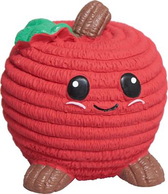 Show full view: HuggleHounds Sweet Cheeks Foodies Apple Ruff-Tex Latex Squeaky Dog Ball Toy, Red, Large slide 3 of 6