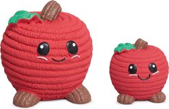HuggleHounds Sweet Cheeks Foodies Apple Ruff-Tex Latex Squeaky Dog Ball Toy, Red, Small