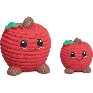 HuggleHounds Sweet Cheeks Foodies Apple Ruff-Tex Latex Squeaky Dog Ball Toy, Red, Large