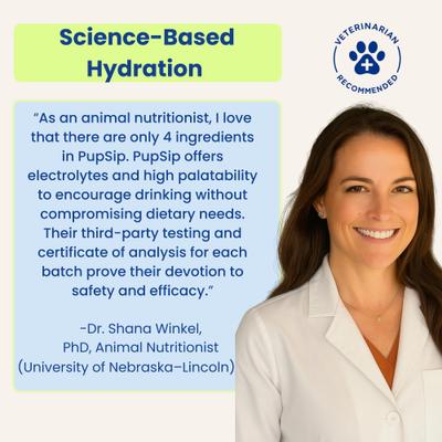 Show full view: PupSip Electrolyte & Hydration Support Berry Boost Flavored Powder Supplement for Dogs, 12 count slide 6 of 12