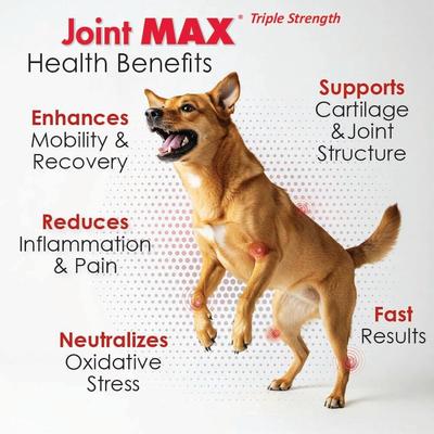Show full view: Joint MAX Triple Strength Soft Chews Hip Dysplasia & Arthritis, Glucosamine Supplement for Dogs, 120 count slide 7 of 14