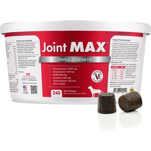 Joint MAX Triple Strength Soft Chews Hip Dysplasia & Arthritis, Glucosamine Supplement for Dogs, 240 count