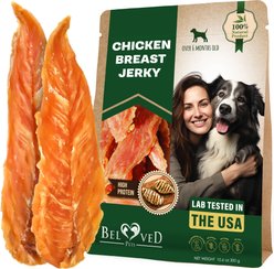 Beloved Pets Chicken Breast Jerky Human Grade & Grain-Free Organic Chicken Jerky Dog Treats, 10.6-oz bag