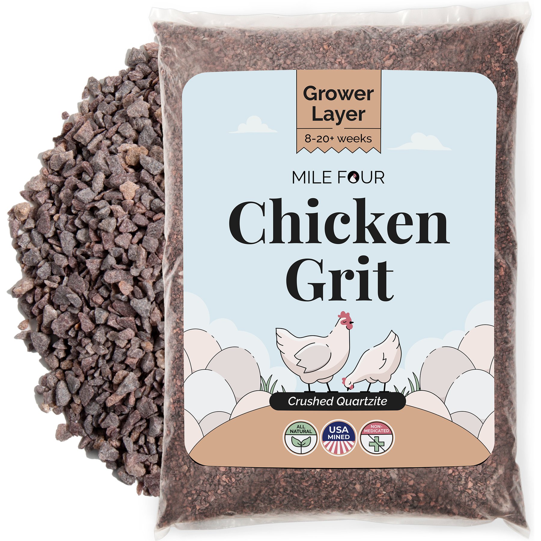 Mile Four Chicken Grit Digestive Poultry Supplement, 50-lb bag