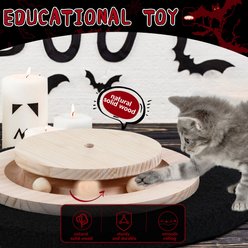 KZLAA 45-in Sherpa Cat Scratching Post & Scratcher with Interactive Ball Toys & Self Groomer Brush, Black slide 2 of 7