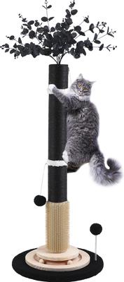Show full view: KZLAA 45-in Sherpa Cat Scratching Post & Scratcher with Interactive Ball Toys & Self Groomer Brush, Black slide 7 of 7
