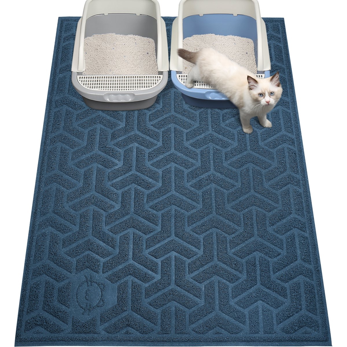 UPSKY Waterproof & Extra Large Pretty Litters Cat Litter Trapping Mat, 35 x 47-in, Blue