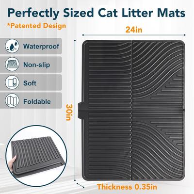 Show full view: UPSKY Waterproof & Washable Cat Litter Trapping Mat, Black, 31 x 24-in slide 3 of 8