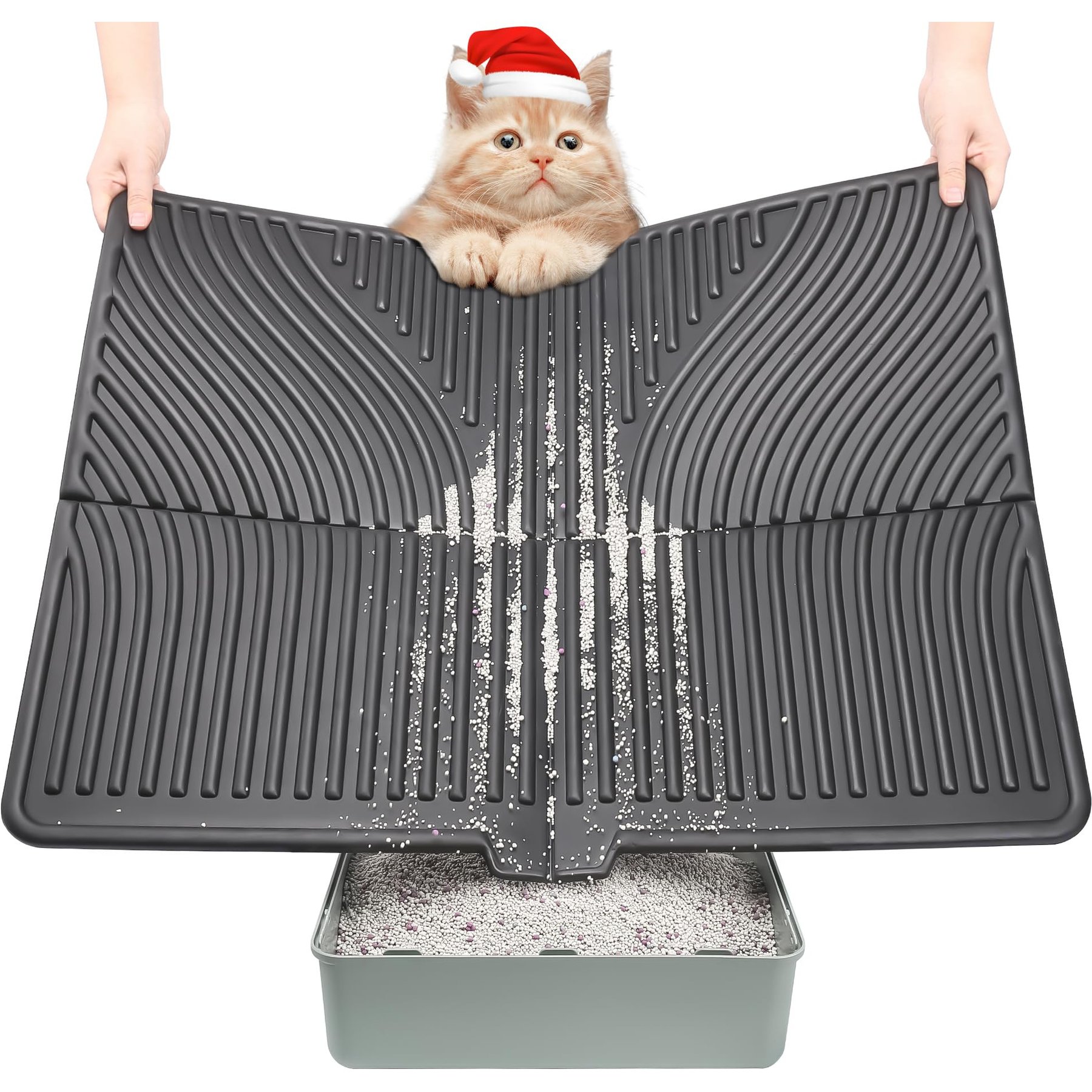 UPSKY Waterproof & Washable Cat Litter Trapping Mat, 31 x 24-in, Black