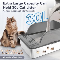 UPSKY Stainless Steel Leak-Proof & Non-Stick Cat Litter Box with Lid, Scoop & Mat, X-Large, Grey slide 2 of 7