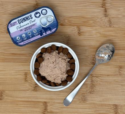 Show full view: Gunnis Taste of Iceland Cod & Capelin Recipe with Kelp Wet Dog Food Topper, 4.5-oz can, case of 12 slide 4 of 5