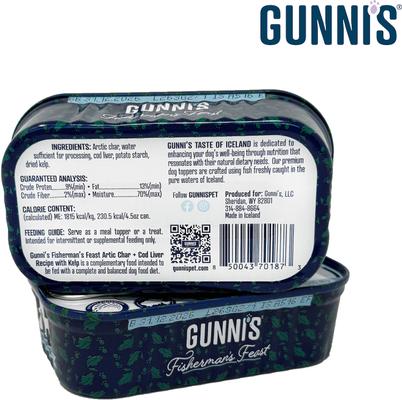 Show full view: Gunnis Taste of Iceland Arctic Char & Cod Liver Recipe with Kelp Wet Dog Food Topper, 4.5-oz can, case of 12 slide 3 of 5