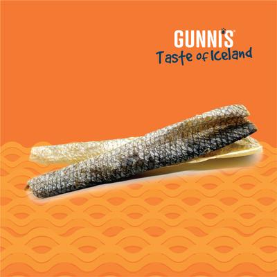 Show full view: Gunnis Taste of Iceland Salmon Skin Shorties Dehydrated Dog Treats, 2-oz bag slide 4 of 5